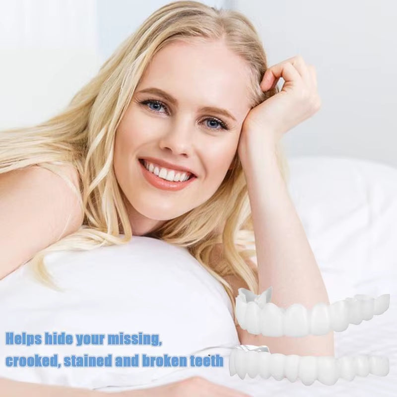 Snap on Teeth Veneers Instant Silicone Smile Veneers Teeth Upper Beauty Cosmetic Teeth Tool for Men and Women Teeth Cover - ZePacKs