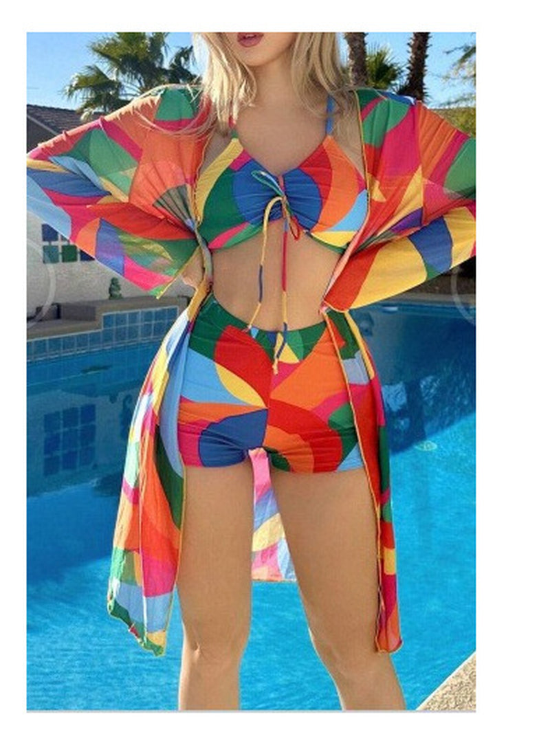 USA Summer Trend š“ 3-Piece Bikini Set with Long Sleeve Cover-Up - ZePacKs