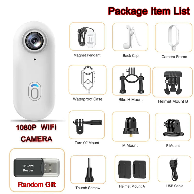 2025 Hot Gift 4K HD Mini Vlog Camera Wifi Wireless 128GB Pocket Action Cam Portable Thumb Body Cam for Sports Photographic Video - ZePacKs 