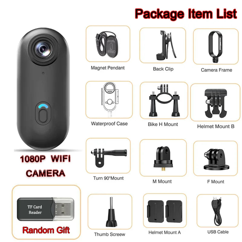 2025 Hot Gift 4K HD Mini Vlog Camera Wifi Wireless 128GB Pocket Action Cam Portable Thumb Body Cam for Sports Photographic Video - ZePacKs 