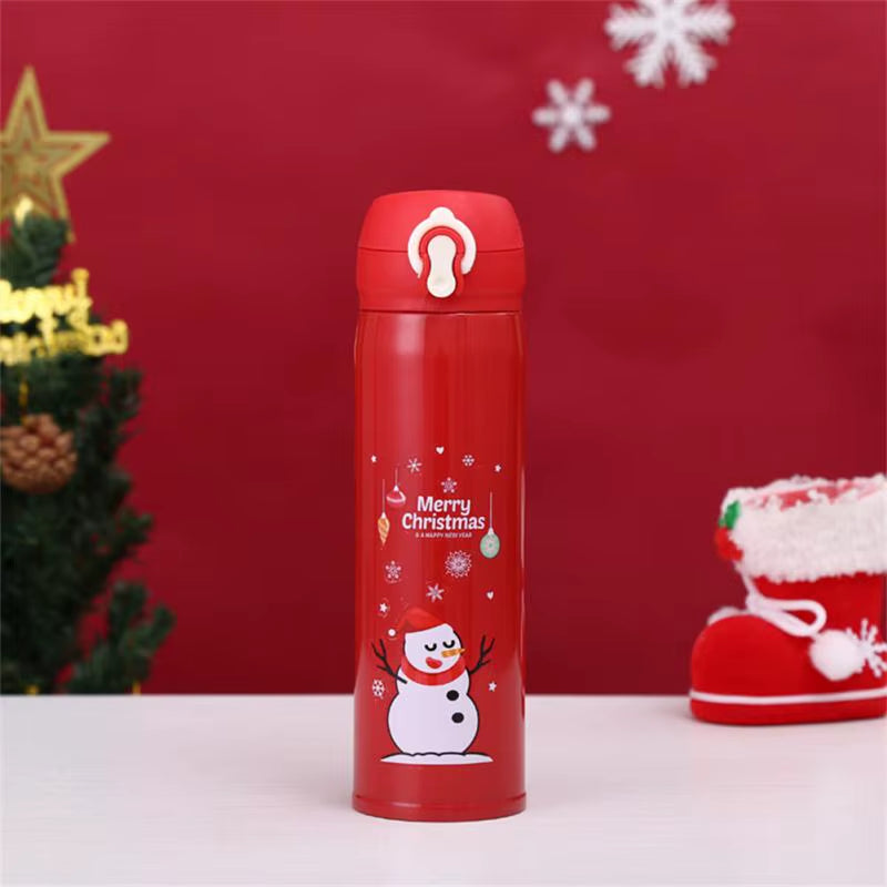 500Ml Stainless Steel Christmas Thermos Cup Elk Santa Vacuum Water Bottle Thermos Cup with Lid Christmas Gift for Girl Friend - ZePacKs 